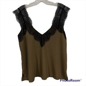 Love Stitch size Large olive green lacy cami top